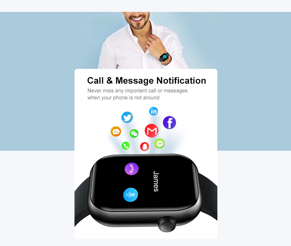 Cubot C5 Smart Watch 1.7"Heart Rate Monitor 10 Sport Modes 5ATM Waterproof Call Message Notification Women Men Sports Smartwatch