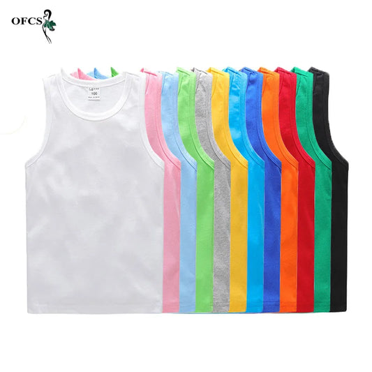 Selling Children's Clothes Boys Vests Underwear Kids Camisoles Soft Tops Summer Solid Cotton Sleeveless T-shirt For Toddler Tees