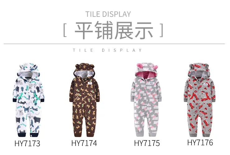 Baby Clothes Warm Toddler Bebe Jumpsuit Spring Outfits Bebe Rompers Hooded Double Zipper Boys Coveral Girls Clothing Fleece Suit