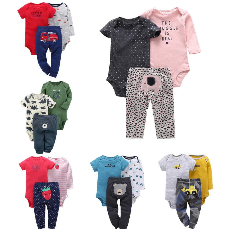 Unisex Baby Clothing Set Newborn Baby Boys Girls Clothes Soft Cotton Two Pieces Bodysuits+Pants Cartoon Roupa de bebe