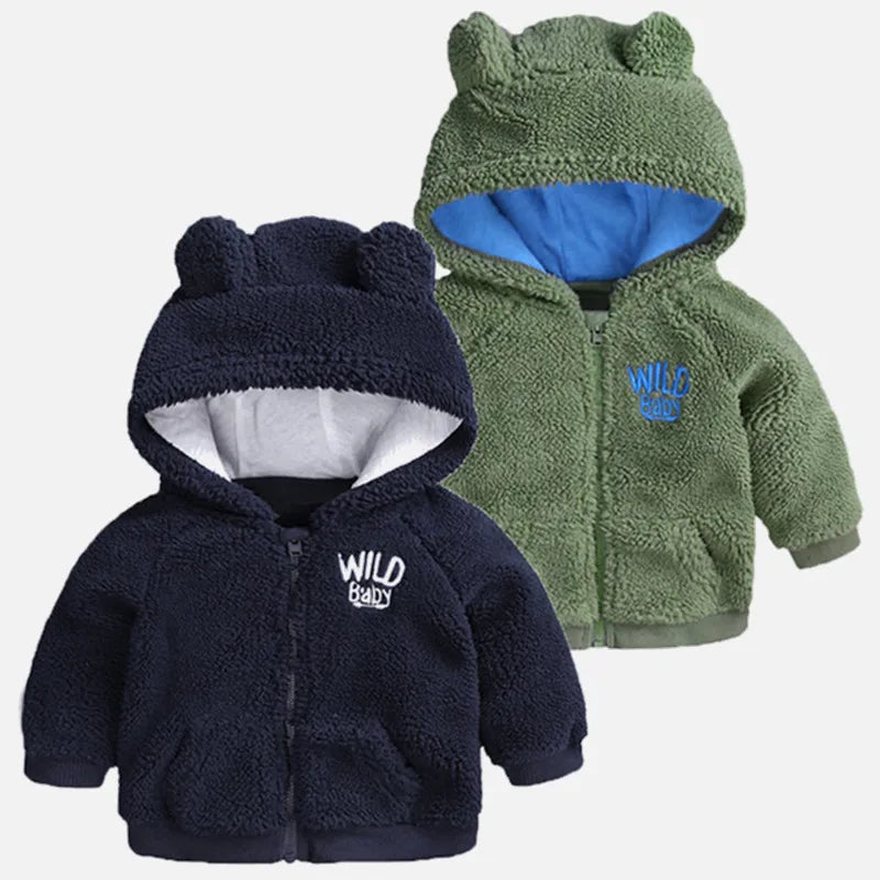 Winter Clothes For Baby Gir New Born Boy Jacket Autumn Solid Cute Ear Warm Soft Lamb Cashmere Coat Pajamas Newborn Costume Twins