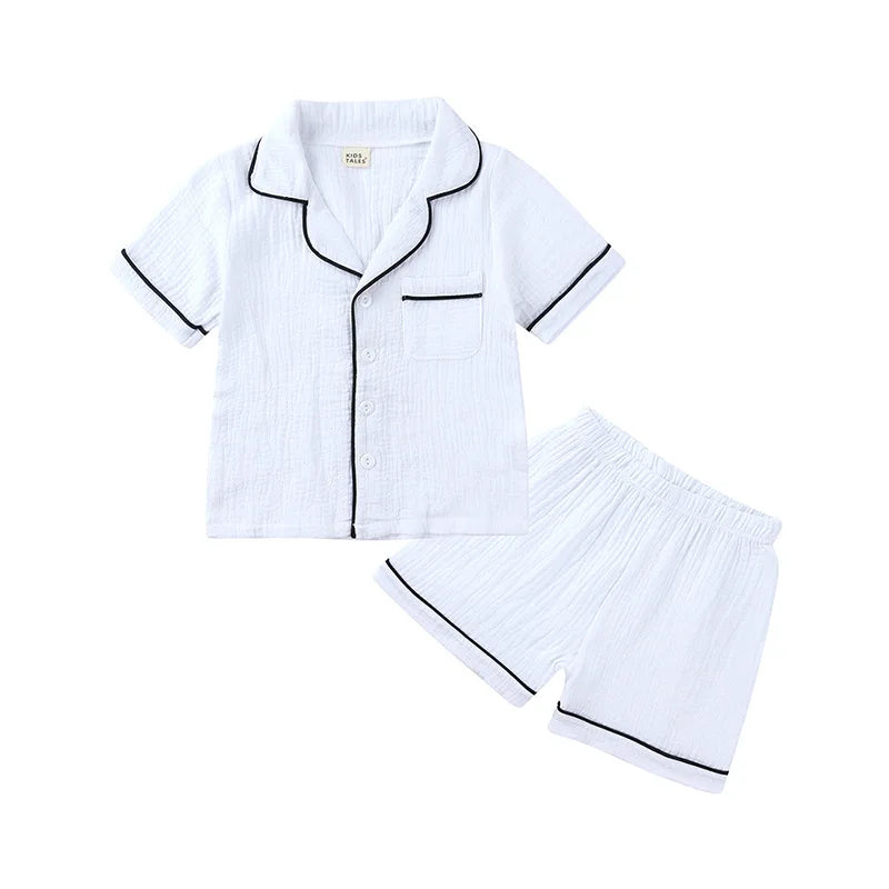 HOOYI Boys Baby Pajama Sets Summer Kids Clothes Girls Tops Cotton 2 Pieces Sleepwear Toddler Short Sleeve Pajamas Shorts Pants