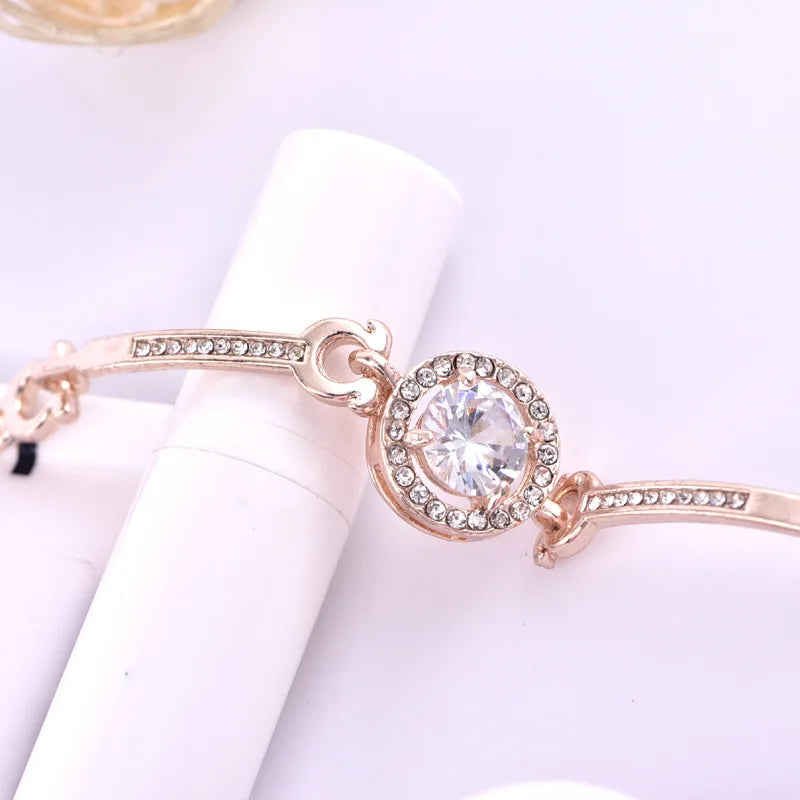 Simple Ladies Watch Set 3pcs Luxury Rhinestone Women Watches Mesh Band Hot Sales Wristwatch Rose Gold Bracelet zegarek damski