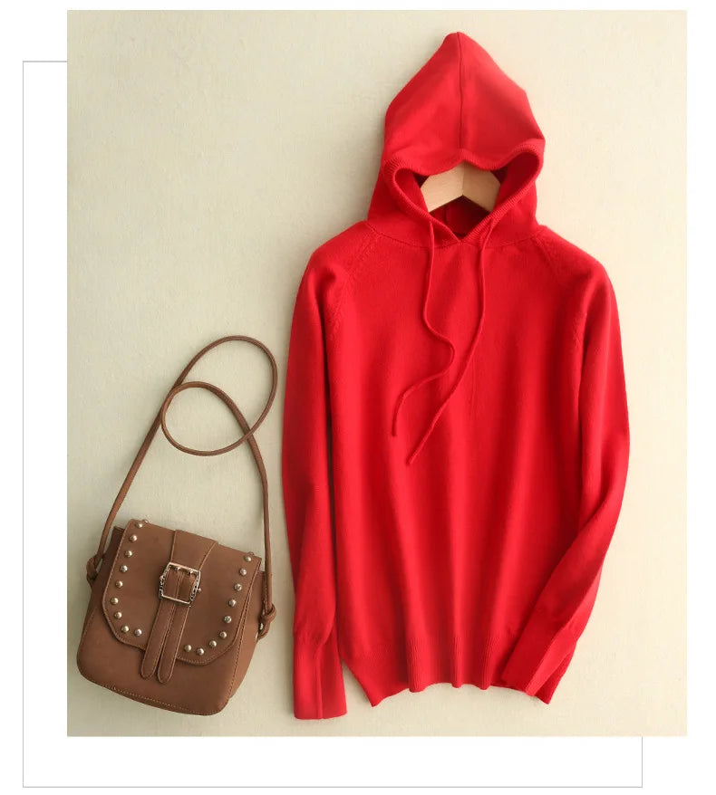 Autumn Winter Women Sweater 2025 New Solid Jumper Long Sleeve Hooded Pullovers Korean Fashion Loose Lady Casual Knitted Sweaters