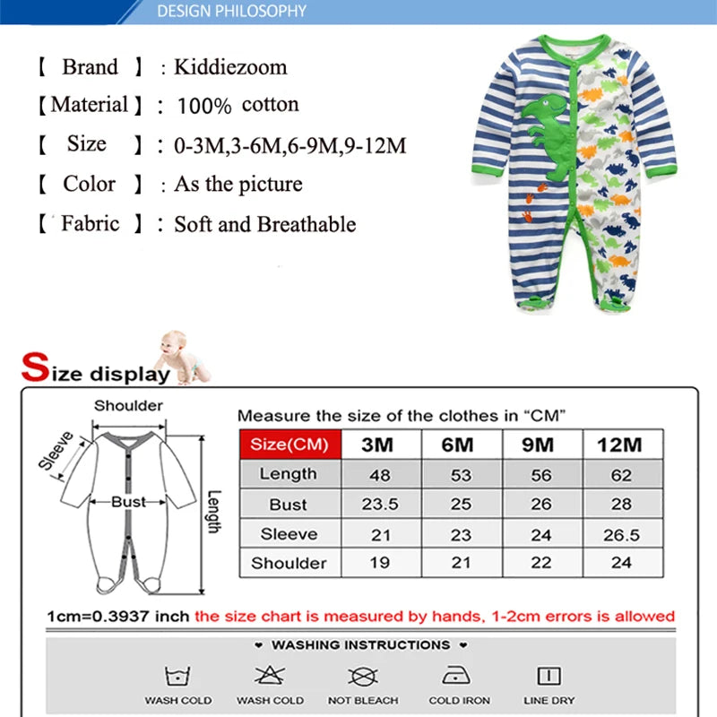 Newborn Pajamas 1/2Pcs Baby Girl Romper Long Sleeve Infant Sleeper Cartoon Print Toddler Boy Clothes 100% Cotton Bebe Onsies