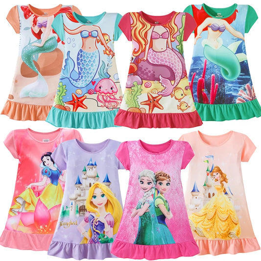 2024 Snow White Princess Dress Girls Kids Clothes Belle Anna Elsa Rapunzel Minnie Dress Birthday Dresses Mermaid Costume