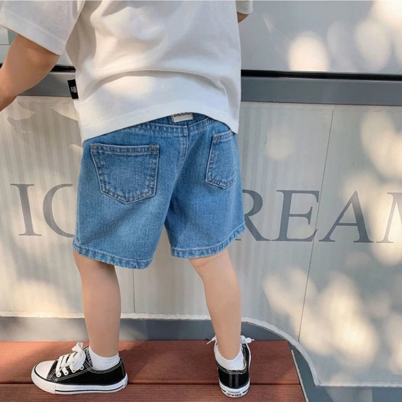 New Shorts Denim Thin Short Trousers Children Short Jeans Kids Baby Stretch Boardshorts Boy Summer Shorts Staright Jeans