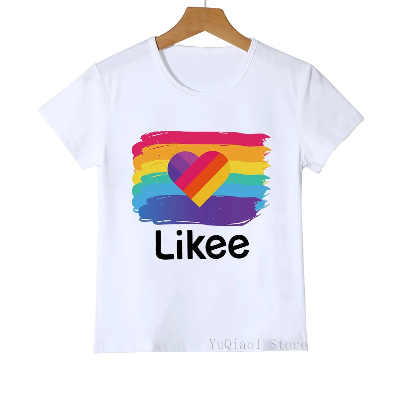 Graphic love likee print kids t shirt summer baby clothes girls t-shirt white boys tshirt cute children's clothing toddler tops