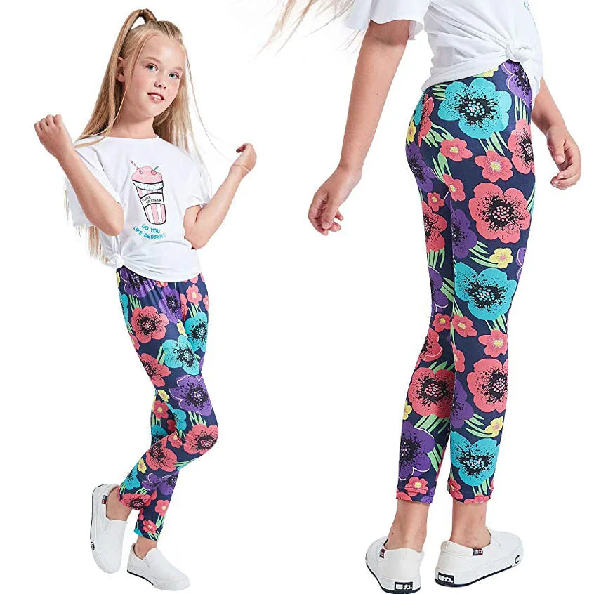 Girls Leggings for Children Flower Printing Leggings Girls Pants Baby Girls Milk Silk Dress Leggings for Kids Baby Clothes 2-13Y