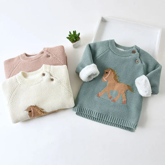 IENENS, suéteres para niños y niñas, ropa para bebés, suéteres cálidos para niños, abrigos, Tops gruesos de dibujos animados para niños, jerseys de lana, ropa