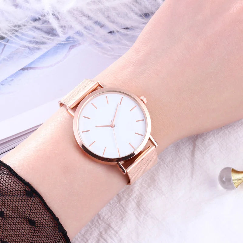 Simple Ladies Watch Set 3pcs Luxury Rhinestone Women Watches Mesh Band Hot Sales Wristwatch Rose Gold Bracelet zegarek damski