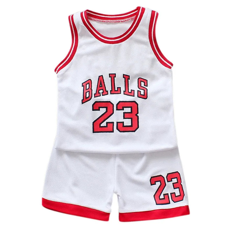2024 Summer Children Kids Sport Basketball Set Baby Boys Girls Number Letter Vest Sleeveless Tops +Shorts Outfit Clothes Jersey
