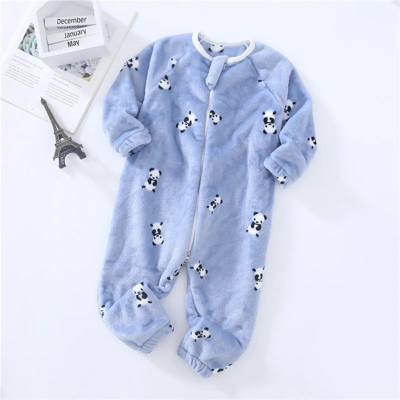 Baby Pajamas For Boys Girls Thick Warm Pajama Autumn Children Flannel Onesies Jumpsuits Winter Kids Cartoon Blanket Sleepwear