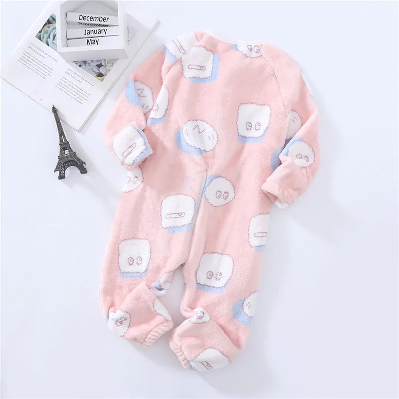 Baby Pajamas For Boys Girls Thick Warm Pajama Autumn Children Flannel Onesies Jumpsuits Winter Kids Cartoon Blanket Sleepwear