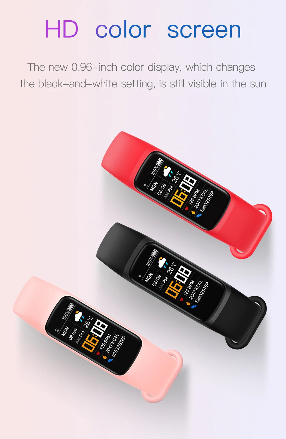 Men Women IP67 Waterproof Smartband Blood Pressure Fitness Bracelet Heart Rate Monitor Fitness Tracker C7 Smart Bracelet Watch