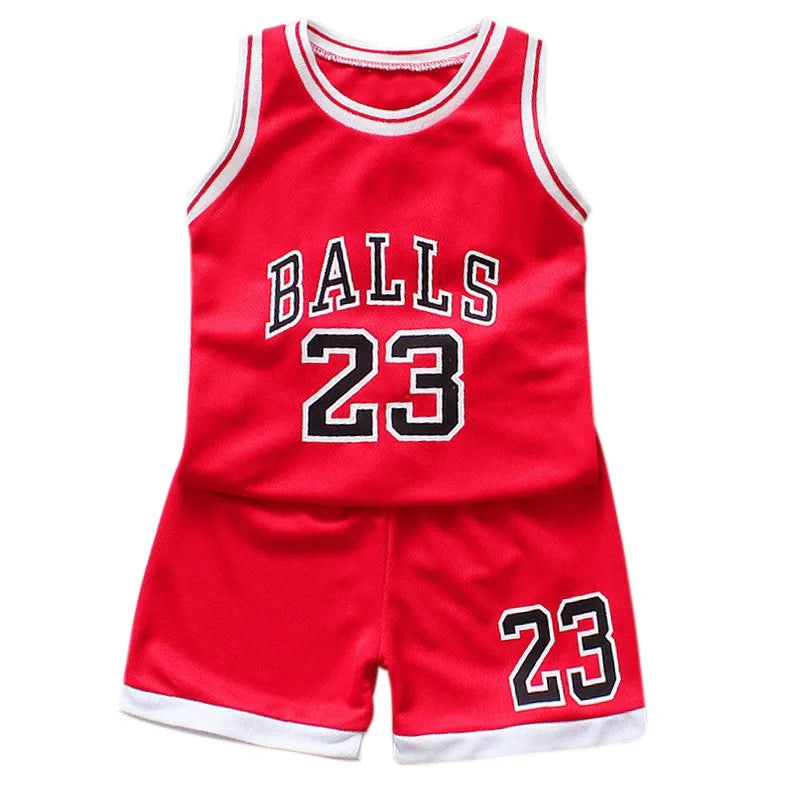 2024 Summer Children Kids Sport Basketball Set Baby Boys Girls Number Letter Vest Sleeveless Tops +Shorts Outfit Clothes Jersey