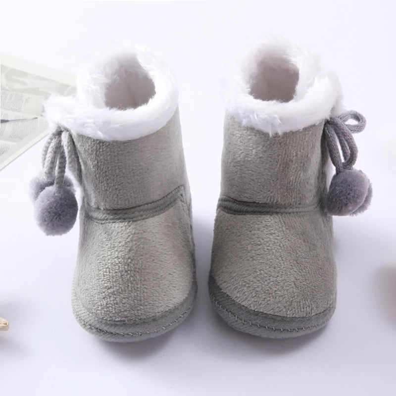 Baywell, botas cálidas para otoño e invierno para recién nacidos, 1 año, zapatos para bebés y niños, botas de nieve de piel de suela suave para niños de 0 a 18M