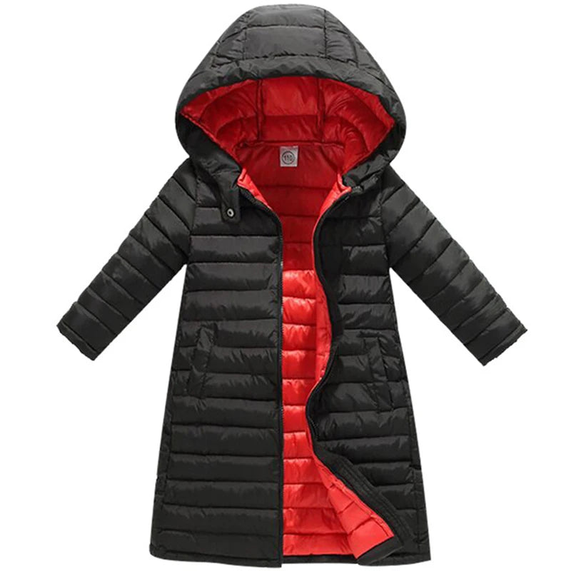 Children Down Coat Winter Teenager Thickened Hooded Cotton-padded Parka Coat Kids Warm Long Jackets Toddler Kids Outerwear