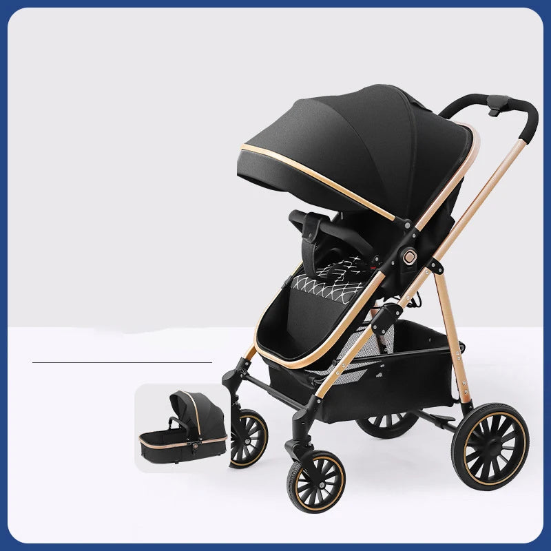 3-in-1 Foldable Baby Stroller Pram Car Sit Lie High Landscape Sleeping Lightweight Aluminum Frame Portable