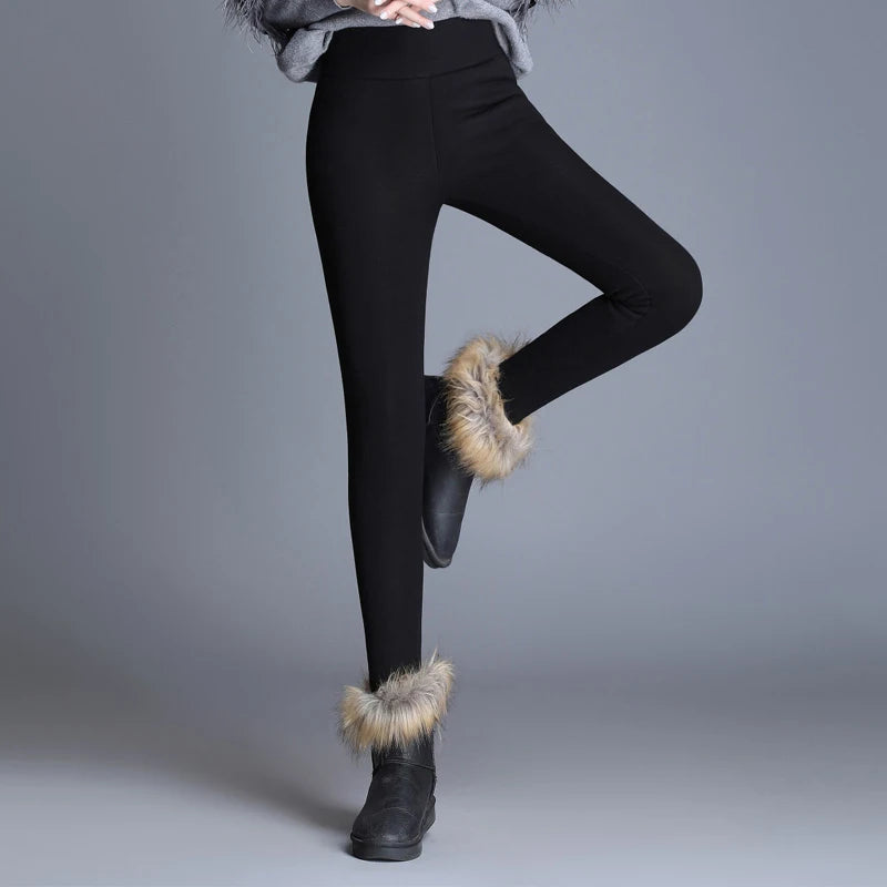Skinny Thick Velvet Wool Fleece Girls Leggings Women Trousers Lambskin Cashmere Pants for Women Leggings