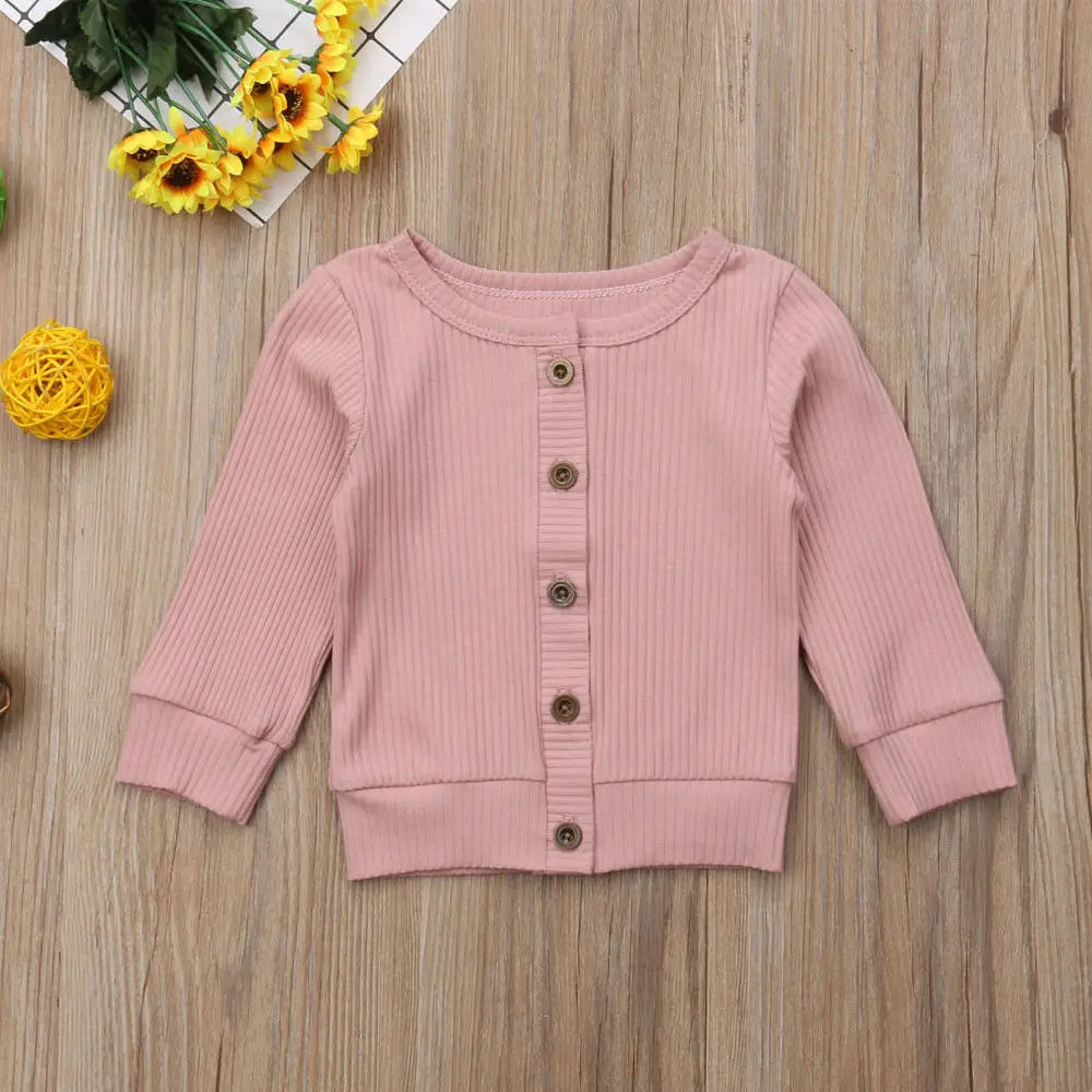 Autumn Winter Cardigan Baby Girl Boy Clothes Newborn Infant Kids Long Sleeves Knitted Sweater Coat Button Tops