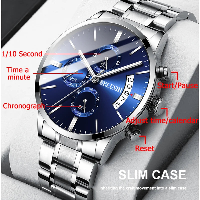 Men's Watch Luxury Brand BELUSHI High-end Man Business Casual Watches Mens Waterproof Sports Quartz Wristwatch relogio masculino