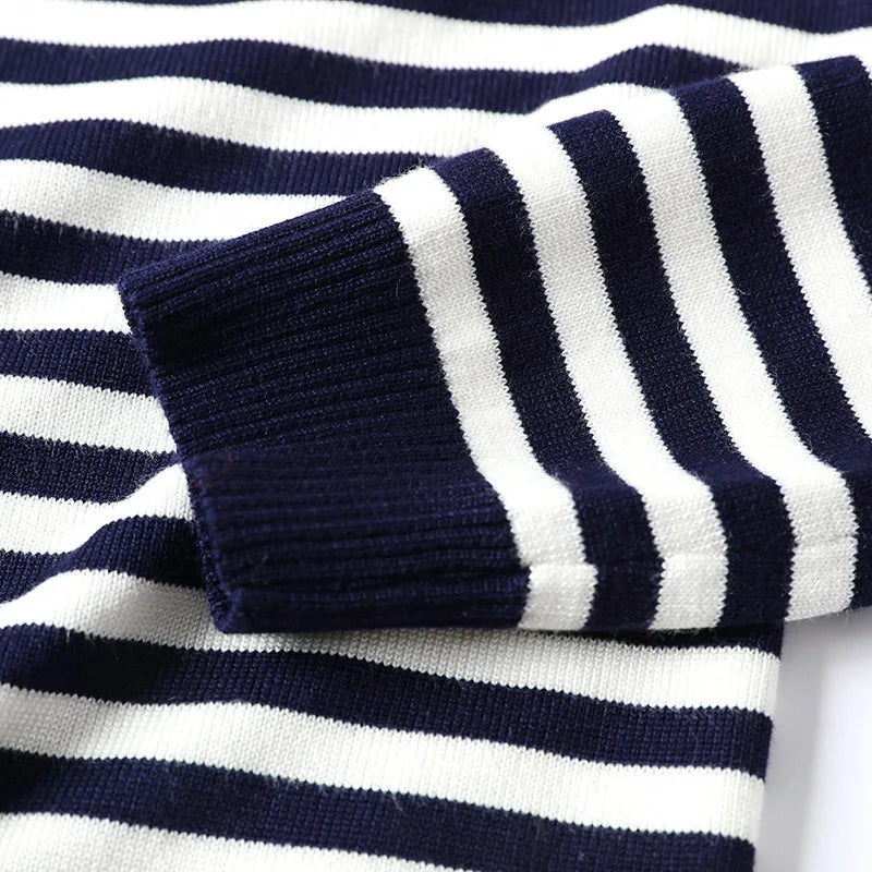 2022 Autumn Winter Long Sleeve Striped Pullover Women Sweater Knitted Sweaters O-Neck Tops Korean Pull Femme Jumper Female White
