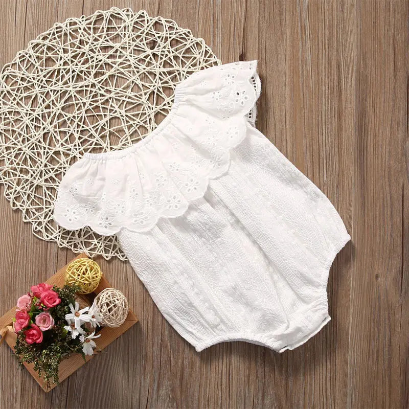 Toddler Infant Newborn Baby Girls Romper Fashion Jumpsuit Lace White Sunsuit Outfits 1Piece Clothes