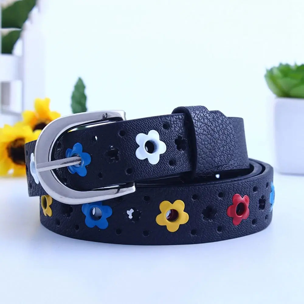 Hollow Butterfly Flowers Children Belt Boys and Girls Brand PU Leather Adjustable Belts Women Waistband