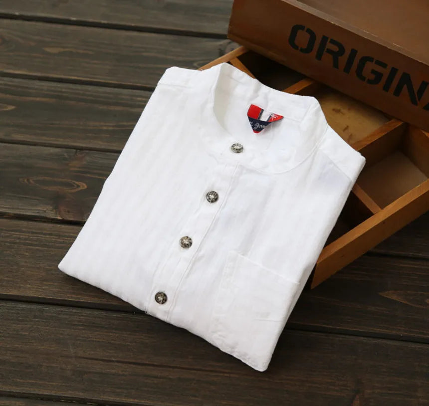 New Casual Boys Shirts Baby Children Cotton Short Sleeve Blouse for Summer Kids Boys White Shirt Stand Collar Handsome Tops