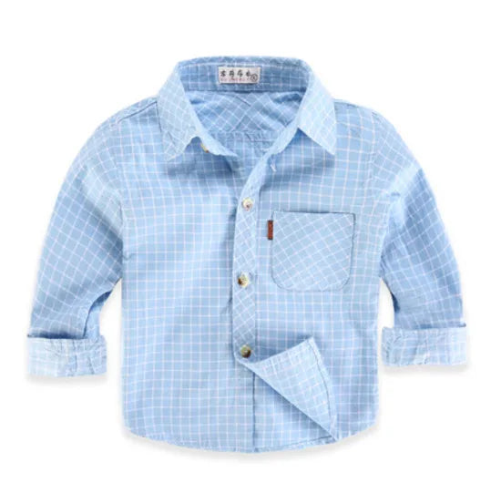 Spring Autumn Striped Boys Shirts Baby Kids Cotton Shirt Casual Fashion Plaid Blouses for Children 16 Colors Camisas Para Hombre