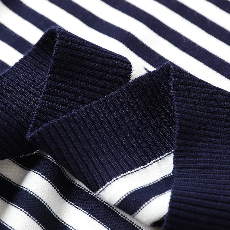 2022 Autumn Winter Long Sleeve Striped Pullover Women Sweater Knitted Sweaters O-Neck Tops Korean Pull Femme Jumper Female White