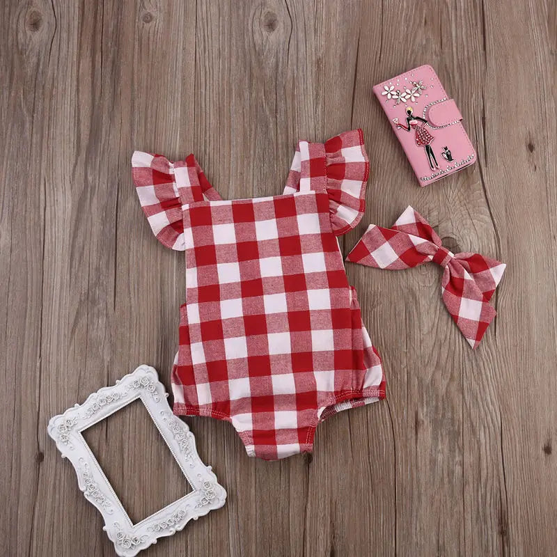 Newborn Toddler Infant Baby Girl Kids Cotton Romper Jumpsuit Casual Clothes Bownot 2Pcs Outfit AB