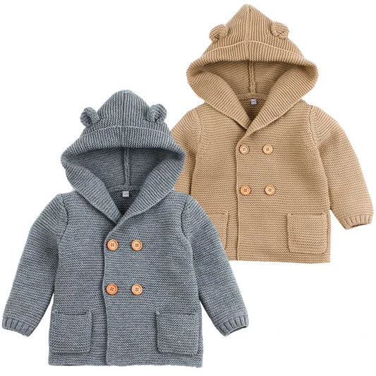 Winter Sweaters For Baby Girls Cardigans Autumn Hooded Newborn Boys Knitted Jackets Cartoon Bear Children's Long Sleeve Clothing