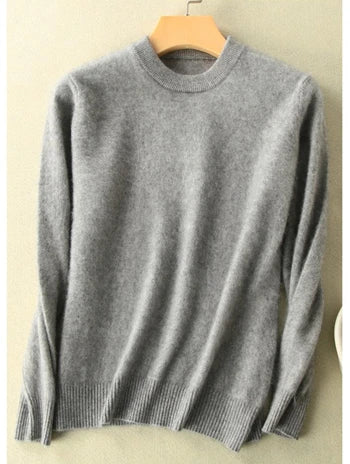 Winter Women Sweater 100% Mink Cashmere Half Turtleneck Knitted Pullovers Loose Soft Warm Female Long Sleeve Solid Jumper S-XXL