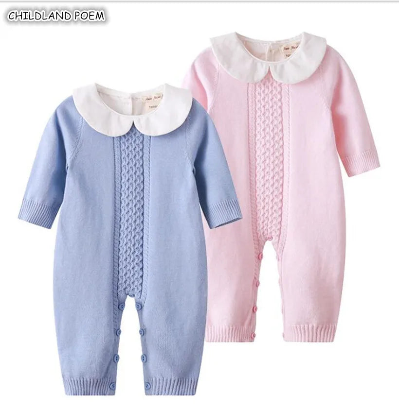 Knitted Baby Romper Autumn Newborn Knitting Baby Clothes Woolen Long-sleeve Infant Baby Jumpsuit Overalls Baby Boys Girls Romper