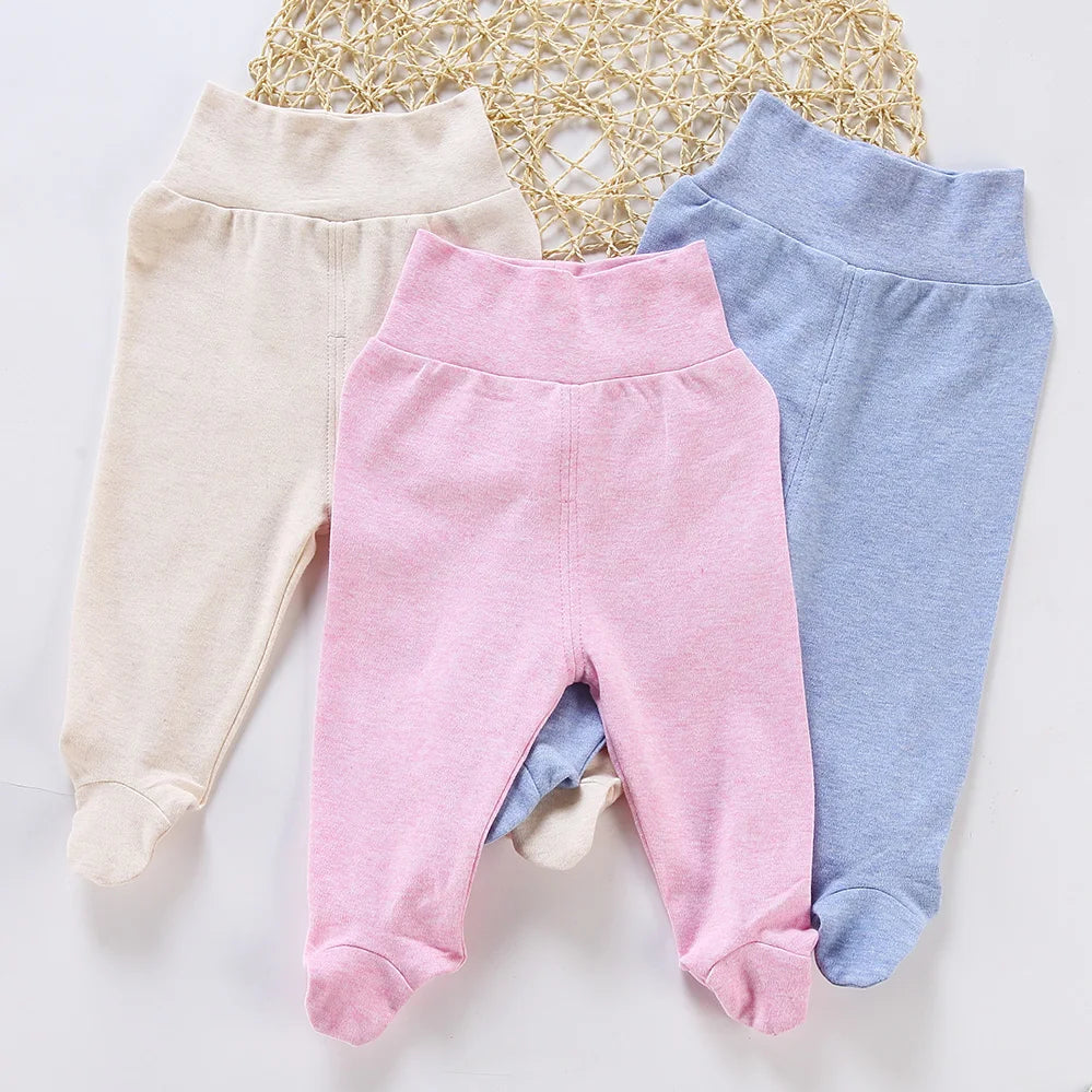 Pantalones de bebé 100% algodón, pantalones para bebé recién nacido, medias, pantalones para niños, ropa de bebé, pantalones de bebé de cintura alta para primavera y otoño