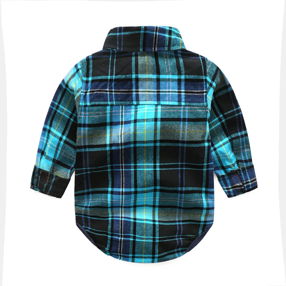 Conjuntos de 2 piezas para primavera y otoño, ropa para bebés, peleles a cuadros de manga larga para recién nacidos y pantalones vaqueros, monos para niños pequeños BC1328