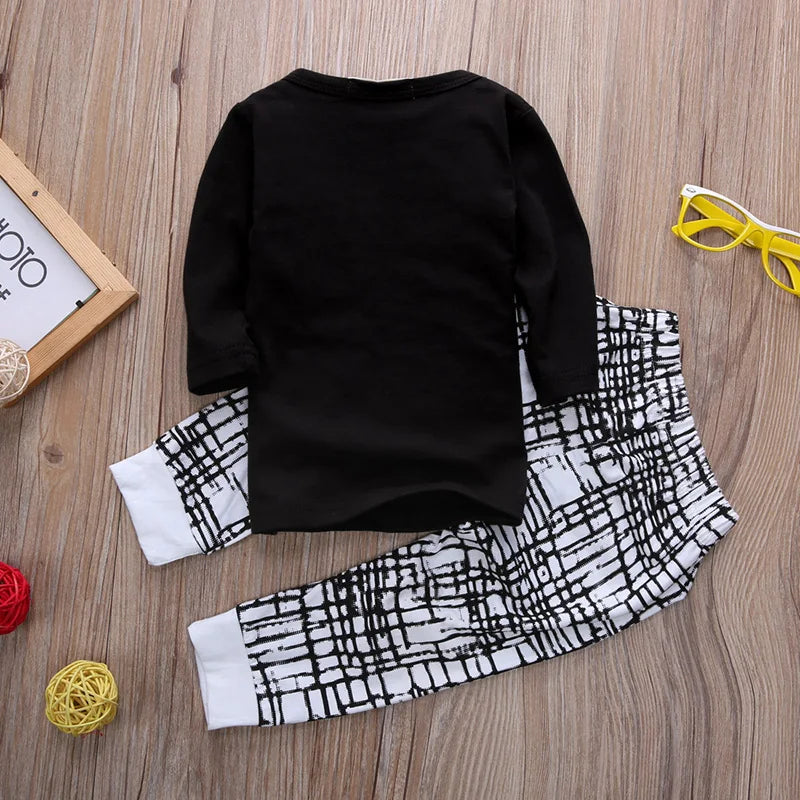 Autumn Baby Boy Clothes Baby Clothing Set Fashion Cotton Long-sleeved Letter T-shirt+Pants Newborn Baby Boy Clothing Set