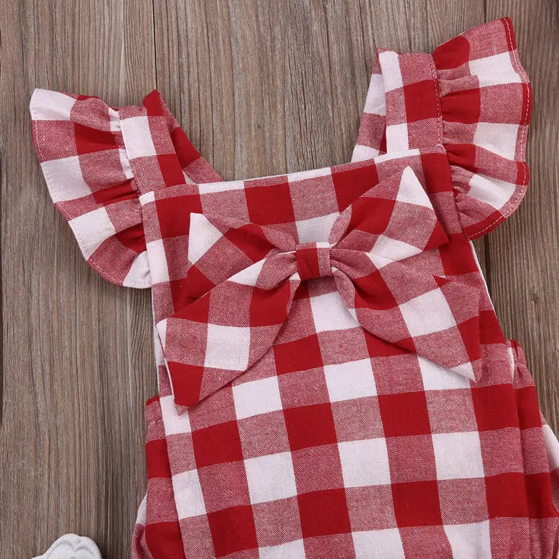 Newborn Toddler Infant Baby Girl Kids Cotton Romper Jumpsuit Casual Clothes Bownot 2Pcs Outfit AB