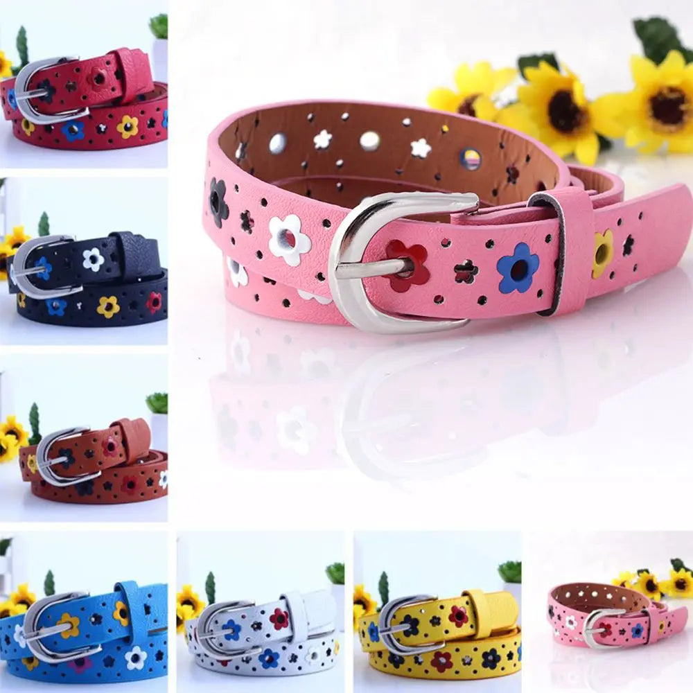 Hollow Butterfly Flowers Children Belt Boys and Girls Brand PU Leather Adjustable Belts Women Waistband