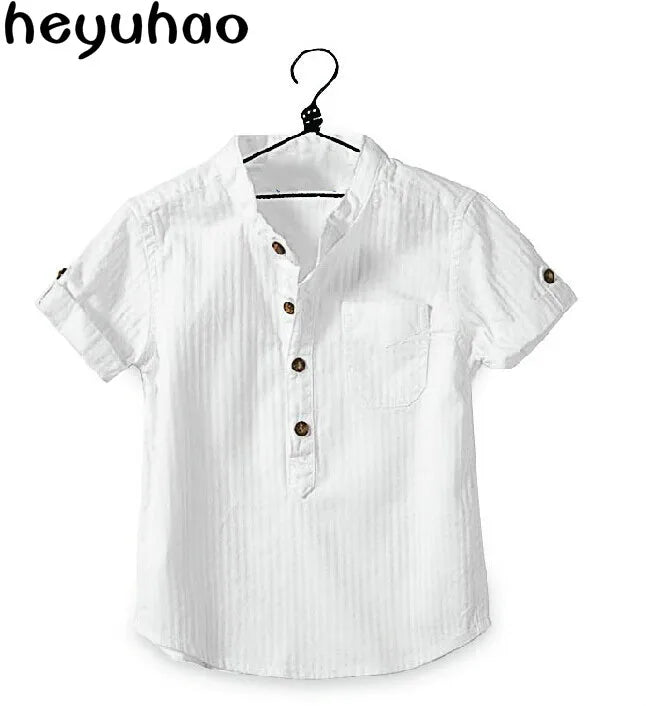 baby stand collar shirt 100% cotton white top