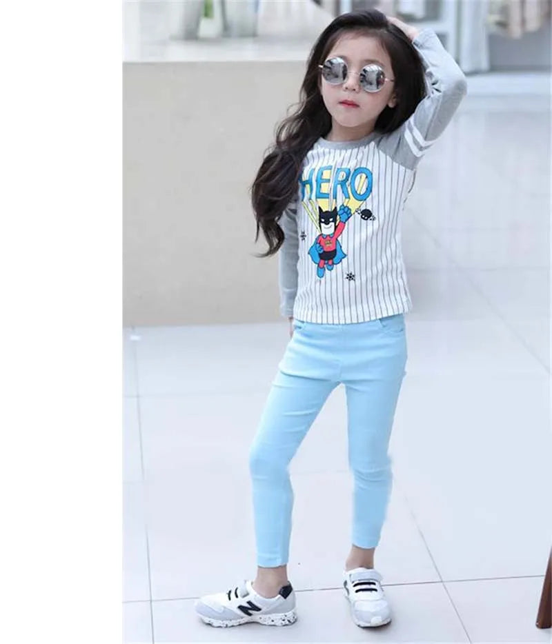 New autumn baby Clothing Hot Girls Jeans Candy Color Skinny Children Pants Baby Casual Long Pants toddler girls  Trousers