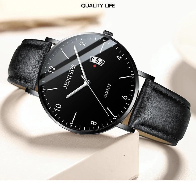 New Ultra Slim Men's Watch Steel Mesh Waterproof Quartz Wristwatch Simple Black Watch Business Man Watch Relogio Masculino