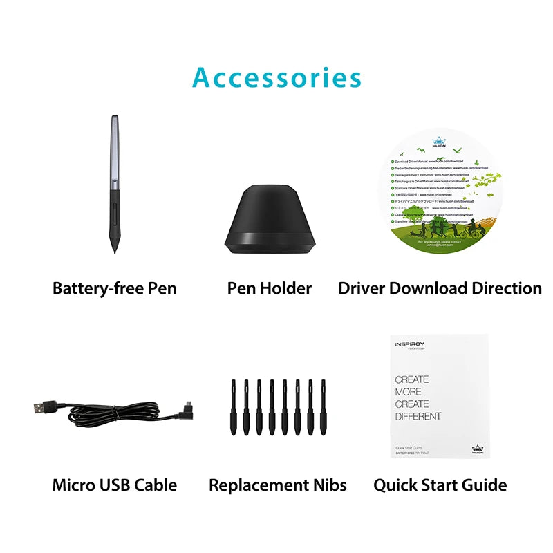 HUION H640P 6x4 inch Digital Tablets Graphic Drawing Pen Tablet 6 Press Keys Stylus Battery-Free Pen for OSU Games Android Mac
