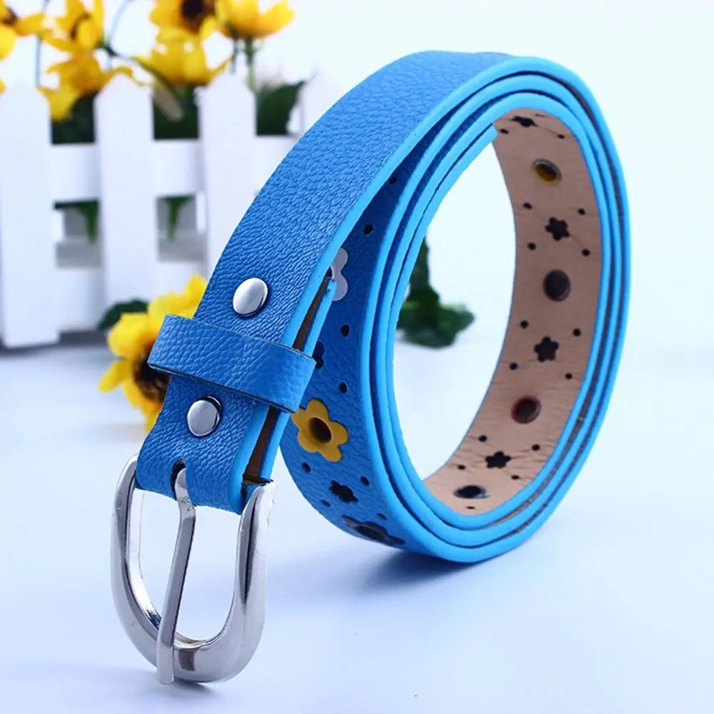 Hollow Butterfly Flowers Children Belt Boys and Girls Brand PU Leather Adjustable Belts Women Waistband