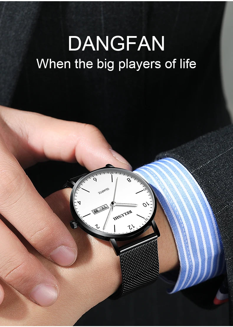 BELUSHI Watches Men Clock Top Brand Luxury Mens Watches Fashion Casual Business Wrist Watch for Man Hour Male Simple Men's Watch