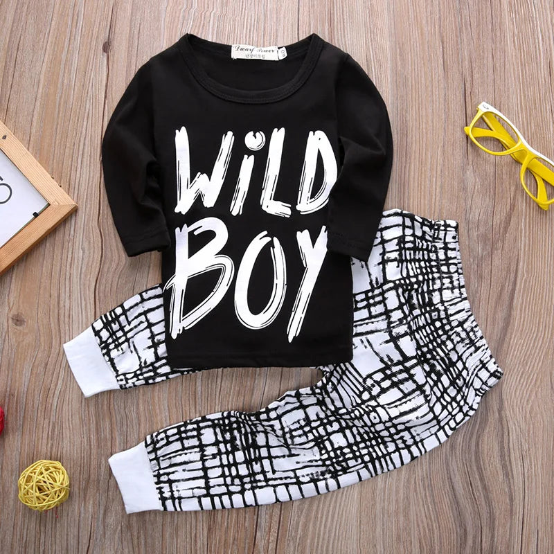 Autumn Baby Boy Clothes Baby Clothing Set Fashion Cotton Long-sleeved Letter T-shirt+Pants Newborn Baby Boy Clothing Set