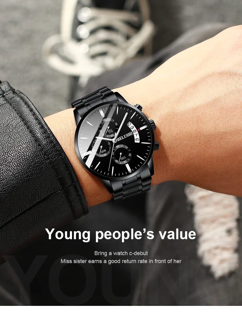 Men's Watch Luxury Brand BELUSHI High-end Man Business Casual Watches Mens Waterproof Sports Quartz Wristwatch relogio masculino