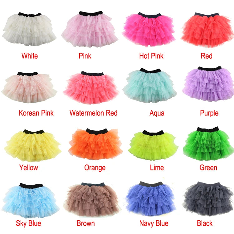 Wennikids Baby Girl Candy Color Half-length Tulle Tutu dance Skirt cute Solid Color  Fashion pettiskrit 3-8 years